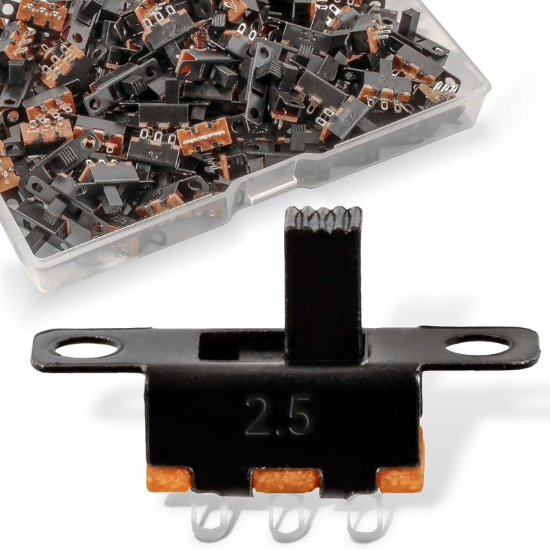 Juasky 100pcs Mini Micro Slide Switch 1p2t 2 Position 3 Pin Dip Miniature Vertical Slide Switch SS-12F15 for PCB Breadboard Electronic - Image 1